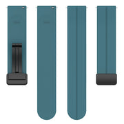 22mm Universal Flat Head Groove Folding Black Buckle Silicone Watch Band(Navy Green)