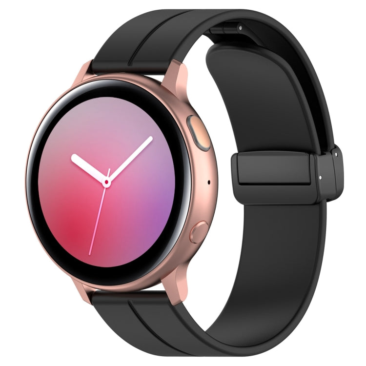 22mm Universal Flat Head Groove Folding Black Buckle Silicone Watch Band(Black) - Smart Wear by PMC TechLife | Online Shopping South Africa | PMC TechLife