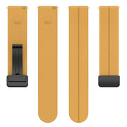 22mm Universal Flat Head Groove Folding Black Buckle Silicone Watch Band(Yellow)