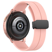 22mm Universal Flat Head Groove Folding Black Buckle Silicone Watch Band(Light Pink)