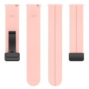 22mm Universal Flat Head Groove Folding Black Buckle Silicone Watch Band(Light Pink)
