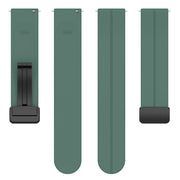 22mm Universal Flat Head Groove Folding Black Buckle Silicone Watch Band(Dark Green)