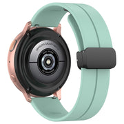 22mm Universal Flat Head Groove Folding Black Buckle Silicone Watch Band(Teal)
