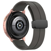 22mm Universal Flat Head Groove Folding Black Buckle Silicone Watch Band(Space Grey)