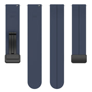 22mm Universal Flat Head Groove Folding Black Buckle Silicone Watch Band(Midnight Blue)