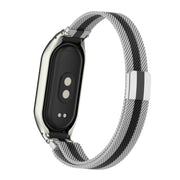 For Xiaomi Mi Band 8 Integrated Metal Case + Milanese Magnetic Watch Band(Silver+Black)