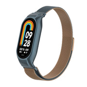 For Xiaomi Mi Band 8 Integrated Metal Case + Milanese Magnetic Watch Band(Gold Grey)