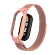 For Xiaomi Mi Band 8 Integrated Metal Case + Milanese Magnetic Watch Band(Bright Pink) - Smart Wear by PMC TechLife | Online Shopping South Africa | PMC TechLife