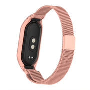 For Xiaomi Mi Band 8 Integrated Metal Case + Milanese Magnetic Watch Band(Bright Pink)