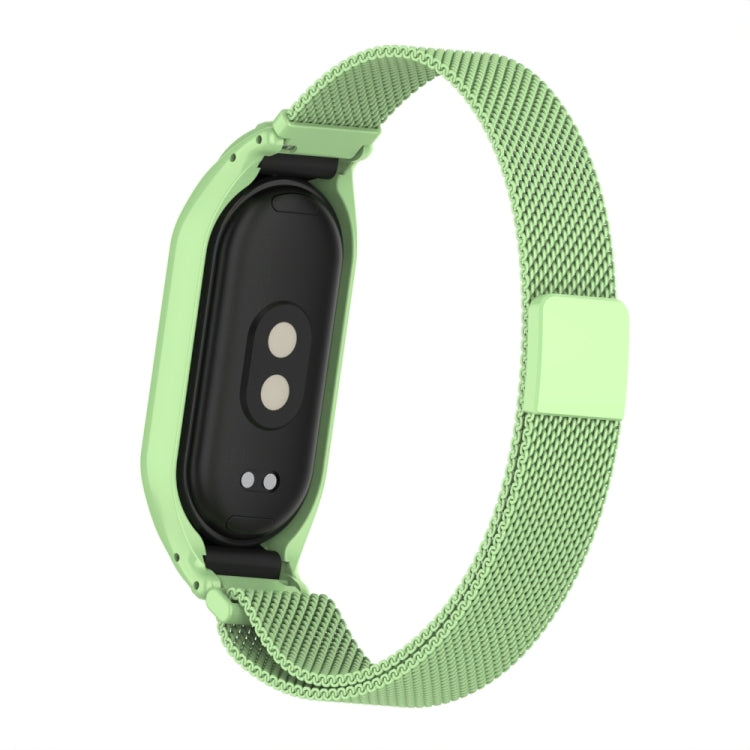 For Xiaomi Mi Band 8 Integrated Metal Case + Milanese Magnetic Watch Band(Matcha Green) - Smart Wear by PMC TechLife | Online Shopping South Africa | PMC TechLife