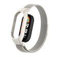 For Xiaomi Mi Band 8 Integrated Metal Case + Milanese Magnetic Watch Band(Beige) - Smart Wear by PMC TechLife | Online Shopping South Africa | PMC TechLife
