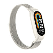 For Xiaomi Mi Band 8 Integrated Metal Case + Milanese Magnetic Watch Band(Beige)