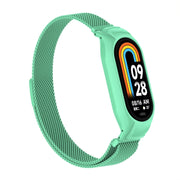 For Xiaomi Mi Band 8 Integrated Metal Case + Milanese Magnetic Watch Band(Blue Sea)