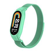 For Xiaomi Mi Band 8 Integrated Metal Case + Milanese Magnetic Watch Band(Blue Sea)