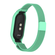 For Xiaomi Mi Band 8 Integrated Metal Case + Milanese Magnetic Watch Band(Blue Sea)