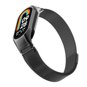 For Xiaomi Mi Band 8 Integrated Metal Case + Milanese Magnetic Watch Band(Black)