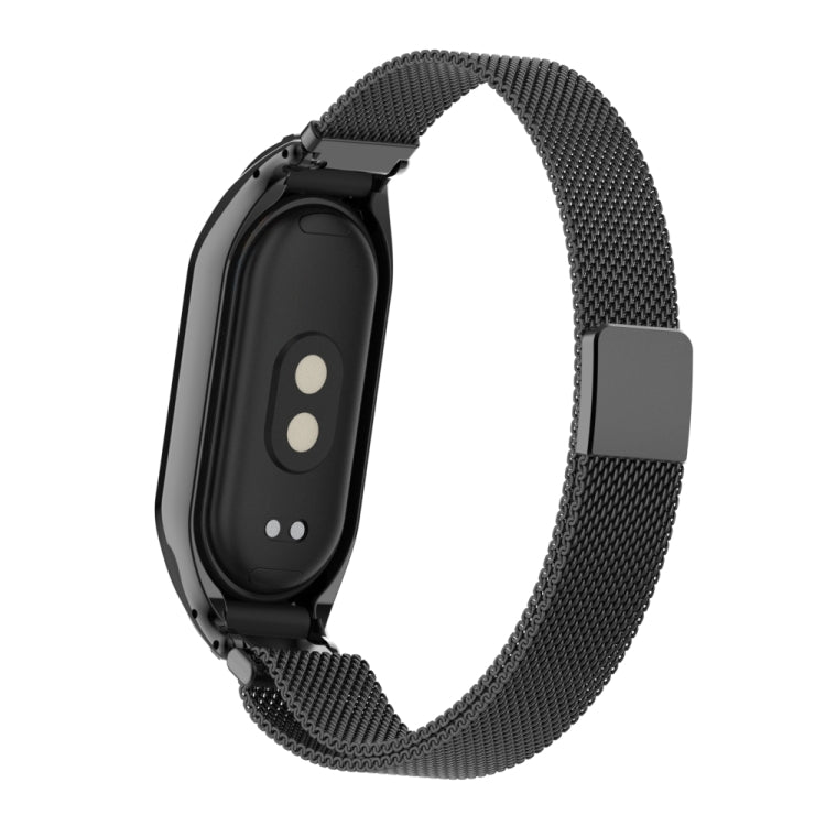 For Xiaomi Mi Band 8 Integrated Metal Case + Milanese Magnetic Watch Band(Black)