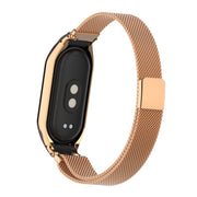 For Xiaomi Mi Band 8 Integrated Metal Case + Milanese Magnetic Watch Band(Rose Gold)