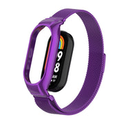 For Xiaomi Mi Band 8 Integrated Metal Case + Milanese Magnetic Watch Band(Purple)