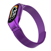 For Xiaomi Mi Band 8 Integrated Metal Case + Milanese Magnetic Watch Band(Purple)