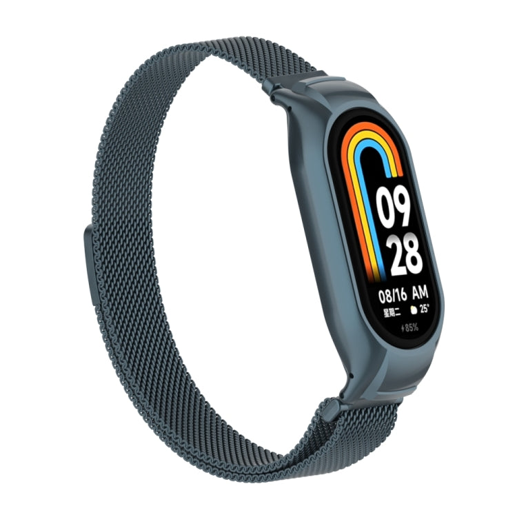 For Xiaomi Mi Band 8 Integrated Metal Case + Milanese Magnetic Watch Band(Titanium Gray) - Smart Wear by PMC TechLife | Online Shopping South Africa | PMC TechLife