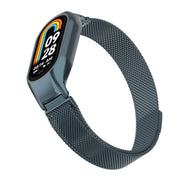For Xiaomi Mi Band 8 Integrated Metal Case + Milanese Magnetic Watch Band(Titanium Gray)