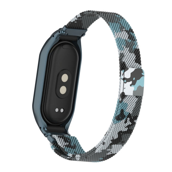 For Xiaomi Mi Band 8 Integrated Metal Case + Milanese Magnetic Watch Band(White)
