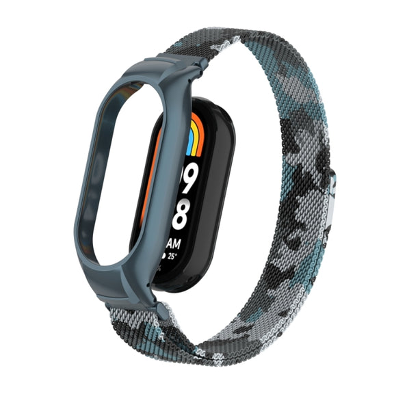 For Xiaomi Mi Band 8 Integrated Metal Case + Milanese Magnetic Watch Band(White)