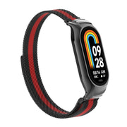 For Xiaomi Mi Band 8 Integrated Metal Case + Milanese Magnetic Watch Band(Black+Red)