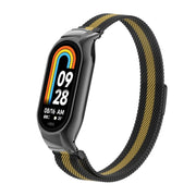 For Xiaomi Mi Band 8 Integrated Metal Case + Milanese Magnetic Watch Band(Black+Gold)