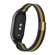 For Xiaomi Mi Band 8 Integrated Metal Case + Milanese Magnetic Watch Band(Black+Gold)