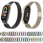 For Xiaomi Mi Band 8 Integrated Metal Case + Milanese Magnetic Watch Band(Rose Gold)