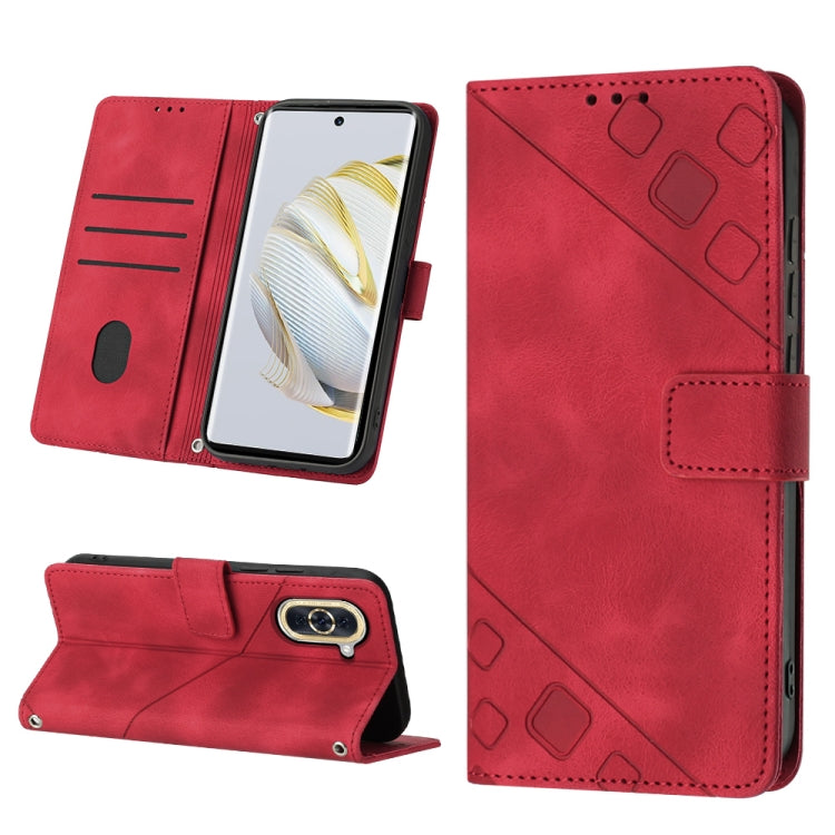 For Huawei nova 10 Skin-feel Embossed Leather Phone Case(Red) - free shipping - PMC TechLife - Order now!