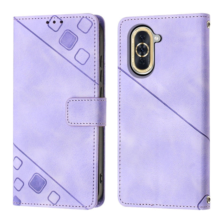 For Huawei nova 10 Skin-feel Embossed Leather Phone Case(Light Purple) - free shipping - PMC TechLife - Order now!