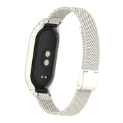 For Xiaomi Mi Band 8 Integrated Metal Case + Steel Mesh Buckle Watch Band(Beige)