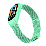 For Xiaomi Mi Band 8 Integrated Metal Case + Steel Mesh Buckle Watch Band(Blue Sea)