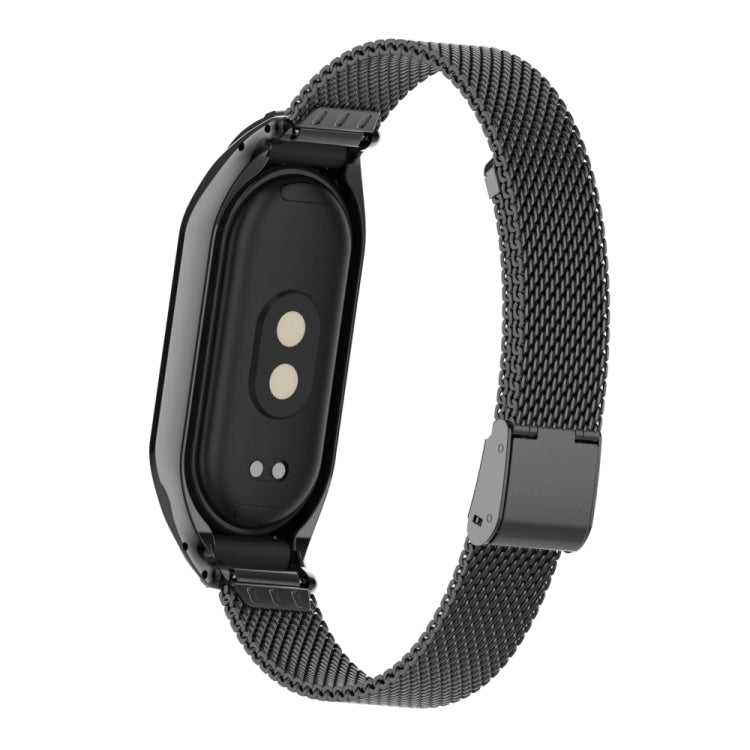 For Xiaomi Mi Band 8 Integrated Metal Case + Steel Mesh Buckle Watch Band(Black) - Smart Wear by PMC TechLife | Online Shopping South Africa | PMC TechLife
