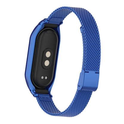 For Xiaomi Mi Band 8 Integrated Metal Case + Steel Mesh Buckle Watch Band(Blue) - Smart Wear by PMC Jewellery | Online Shopping South Africa | PMC Jewellery