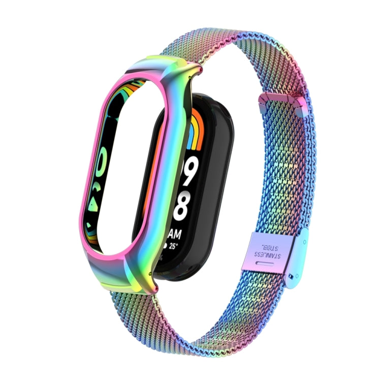For Xiaomi Mi Band 8 Integrated Metal Case + Steel Mesh Buckle Watch Band(Colorful) - Smart Wear by PMC TechLife | Online Shopping South Africa | PMC TechLife