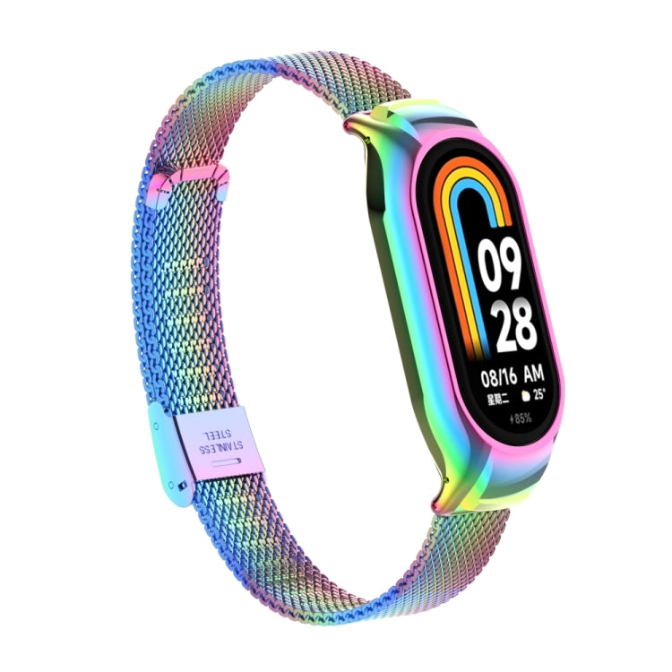 For Xiaomi Mi Band 8 Integrated Metal Case + Steel Mesh Buckle Watch Band(Colorful) - Smart Wear by PMC TechLife | Online Shopping South Africa | PMC TechLife