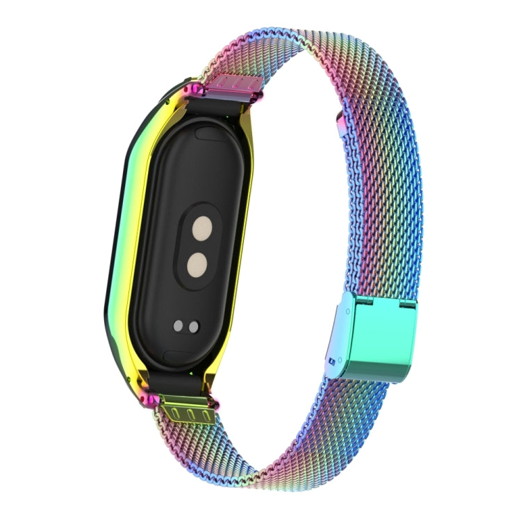 For Xiaomi Mi Band 8 Integrated Metal Case + Steel Mesh Buckle Watch Band(Colorful) - Smart Wear by PMC TechLife | Online Shopping South Africa | PMC TechLife