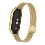 For Xiaomi Mi Band 8 Integrated Metal Case + Steel Mesh Buckle Watch Band(Retro Gold)