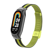 For Xiaomi Mi Band 8 Integrated Metal Case + Steel Mesh Buckle Watch Band(Black+Yellow)