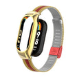 For Xiaomi Mi Band 8 Integrated Metal Case + Steel Mesh Buckle Watch Band(Gold+Red) - Smart Wear by PMC TechLife | Online Shopping South Africa | PMC TechLife
