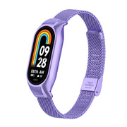 For Xiaomi Mi Band 8 Integrated Metal Case + Steel Mesh Buckle Watch Band(Hyun Purple)