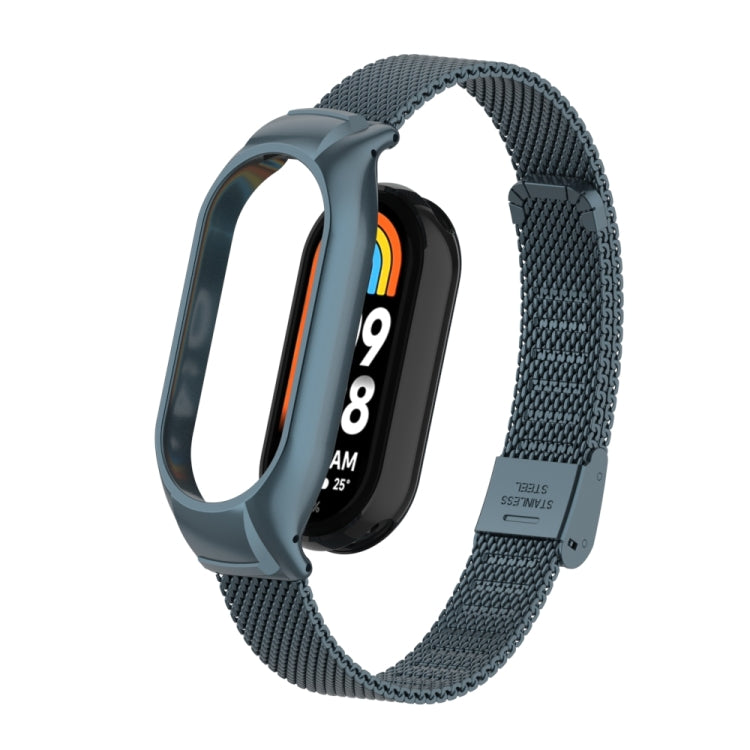 For Xiaomi Mi Band 8 Integrated Metal Case + Steel Mesh Buckle Watch Band(Titanium Gray) - Smart Wear by PMC TechLife | Online Shopping South Africa | PMC TechLife