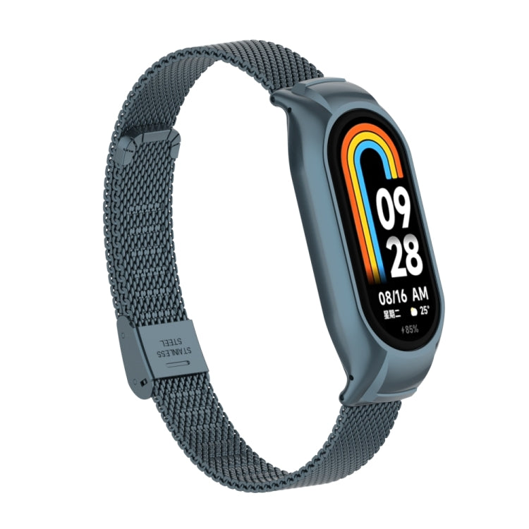 For Xiaomi Mi Band 8 Integrated Metal Case + Steel Mesh Buckle Watch Band(Titanium Gray) - Smart Wear by PMC TechLife | Online Shopping South Africa | PMC TechLife