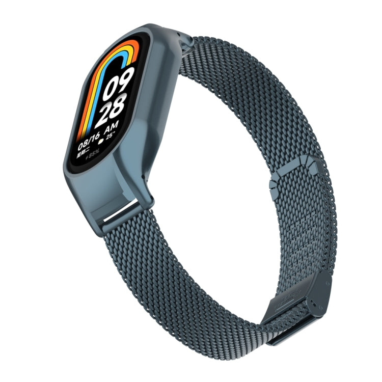 For Xiaomi Mi Band 8 Integrated Metal Case + Steel Mesh Buckle Watch Band(Titanium Gray) - Smart Wear by PMC TechLife | Online Shopping South Africa | PMC TechLife