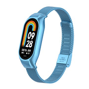 For Xiaomi Mi Band 8 Integrated Metal Case + Steel Mesh Buckle Watch Band(Sky Blue)