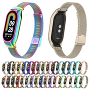 For Xiaomi Mi Band 8 Integrated Metal Case + Steel Mesh Buckle Watch Band(Purple+Gold)